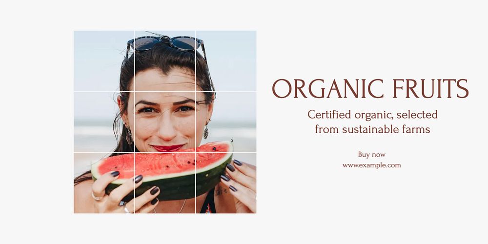 Organic fruits Twitter ad template, editable text & design