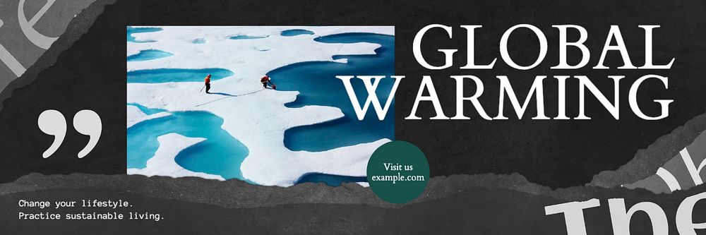 Global warming email header template, editable design