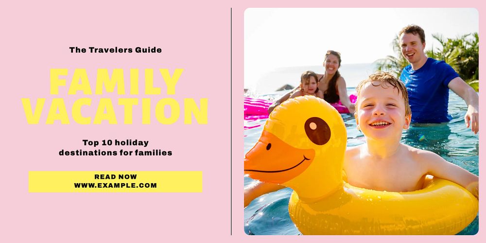 Family vacation Twitter post template, editable text