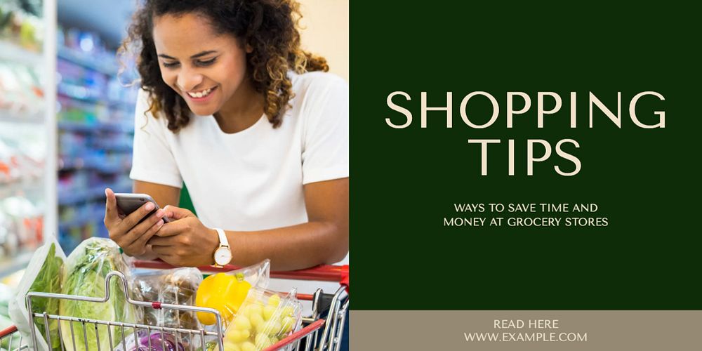 Shopping tips Twitter post template, editable text