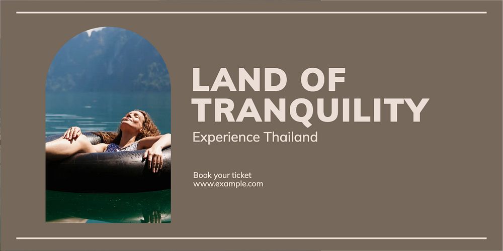 Travel to Thailand Twitter post template, editable text