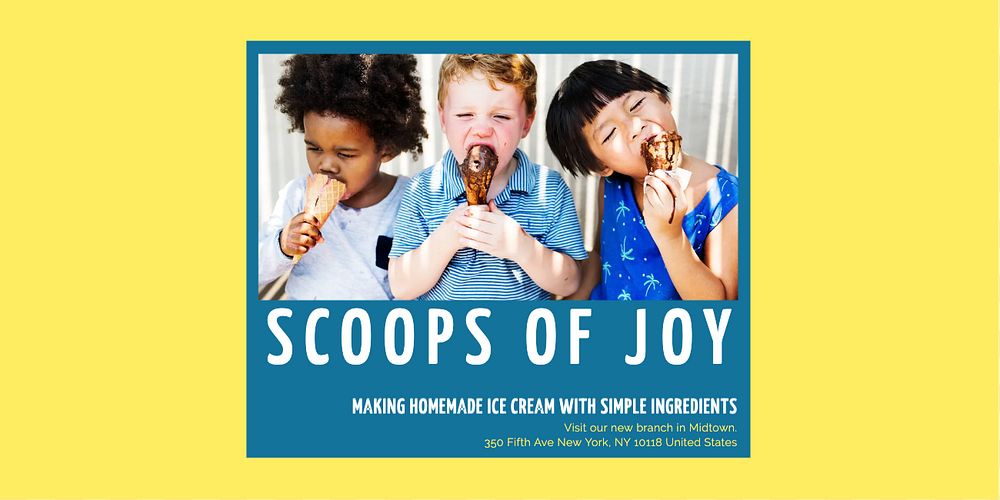 Scoops of joy Twitter post template, editable text