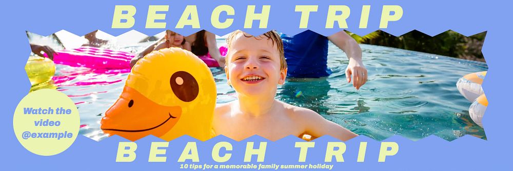 Beach trip email header template, editable design