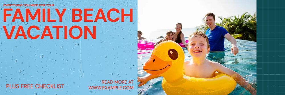 Family vacation email header template, editable design