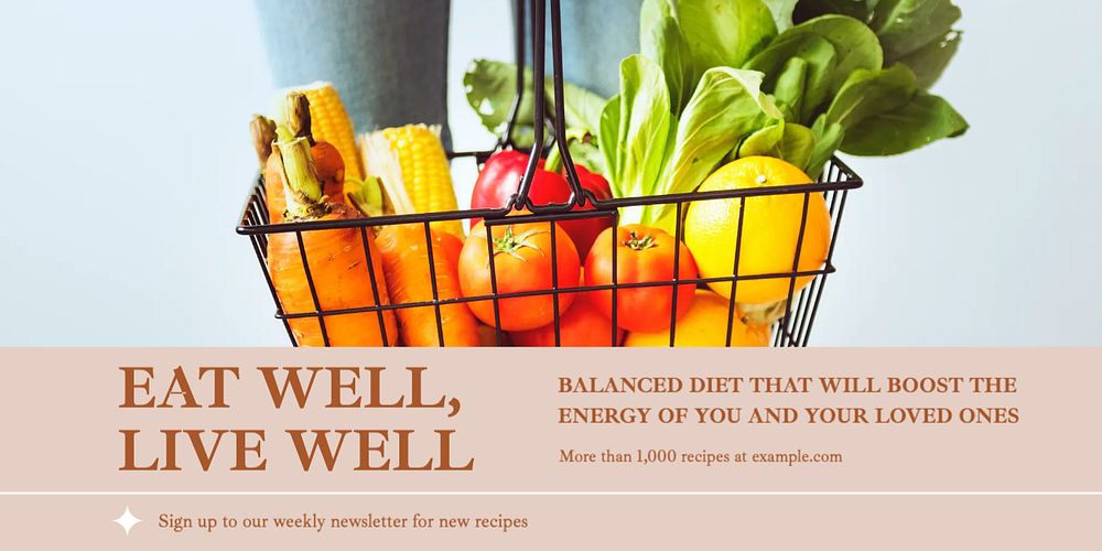 Healthy eating Twitter ad template, editable text & design