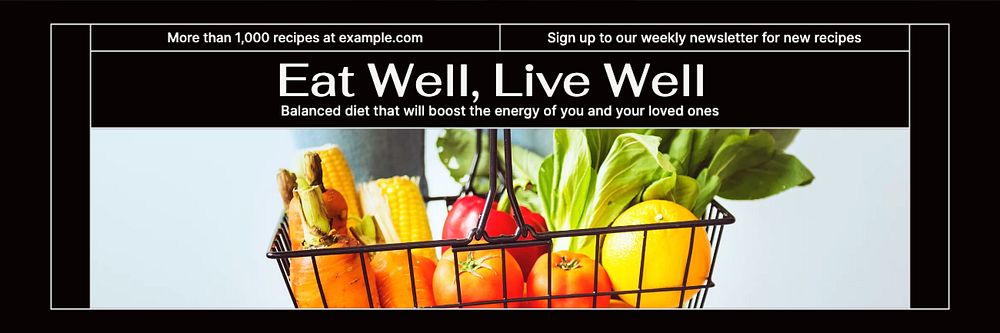 Healthy eating email header template, editable design