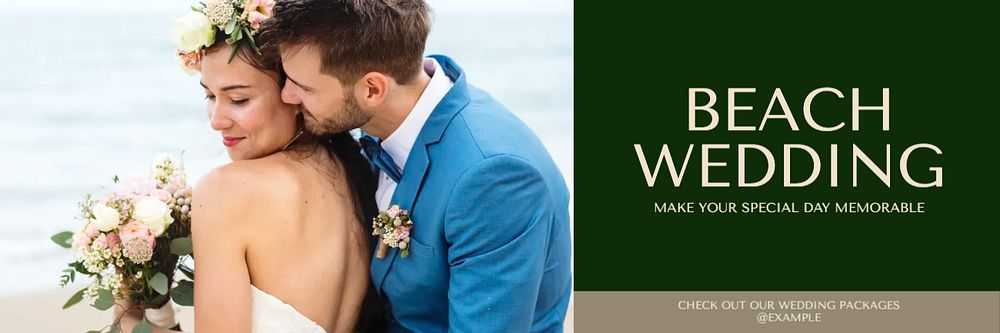 Beach wedding email header template, editable design