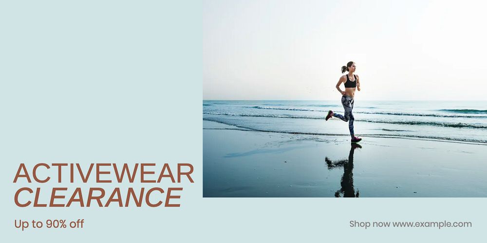 Activewear clearance sale Twitter ad template, editable text & design