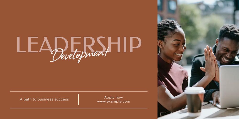 Leadership development Twitter ad template, editable text & design