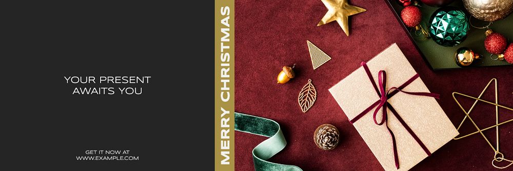 Merry christmas email header template, editable design