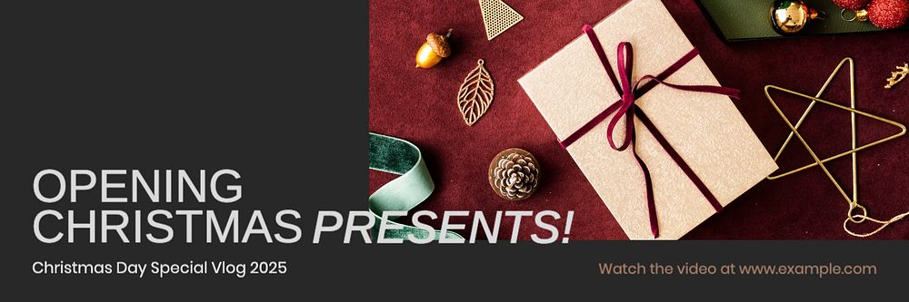 Christmas present opening email header template, editable design