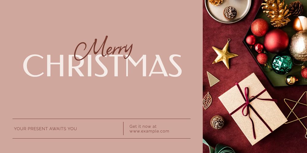 Merry christmas Twitter ad template, editable text & design