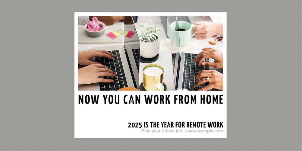 Work from home Twitter post template, editable text