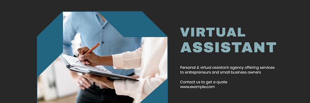 Virtual assistant email header template, editable design