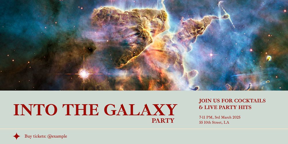 Galaxy party Twitter ad template, editable text & design