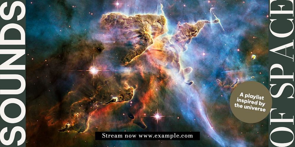 Space playlist Twitter ad template, editable text & design