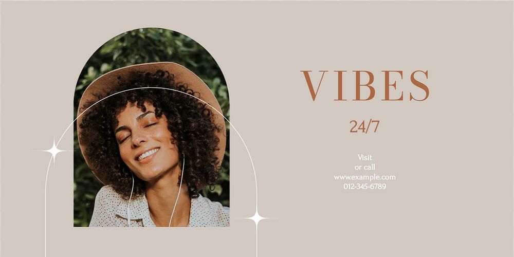 Vibes 24/7 Twitter ad template, editable text & design