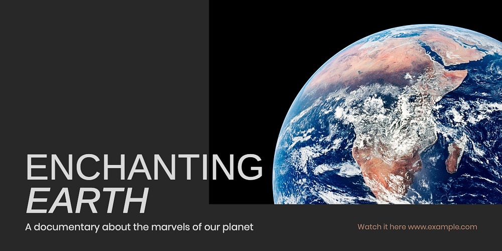 Earth documentary Twitter ad template, editable text & design