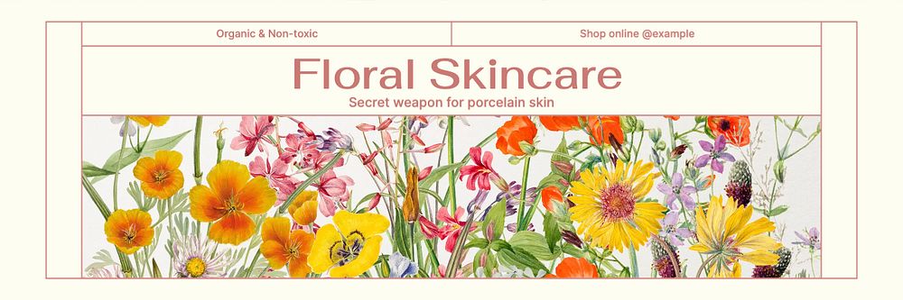 Floral skincare email header template, editable design