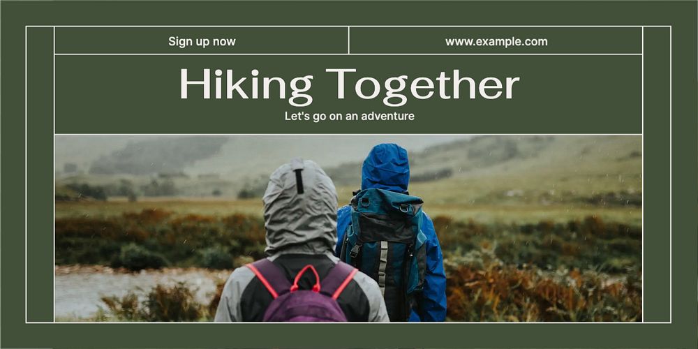 Hiking club Twitter ad template, editable text & design