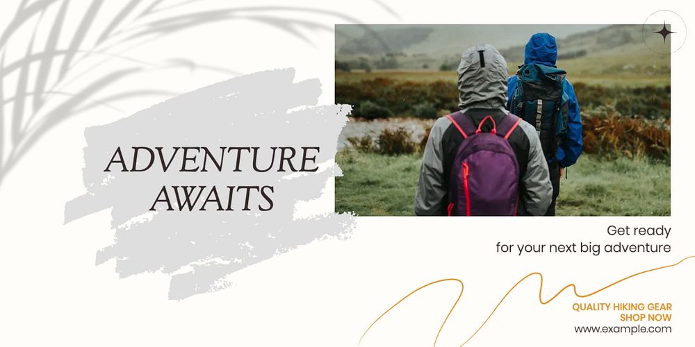 Hiking gear sale Twitter ad template, editable text & design