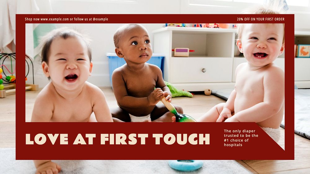 Love at first touch blog banner template, editable design