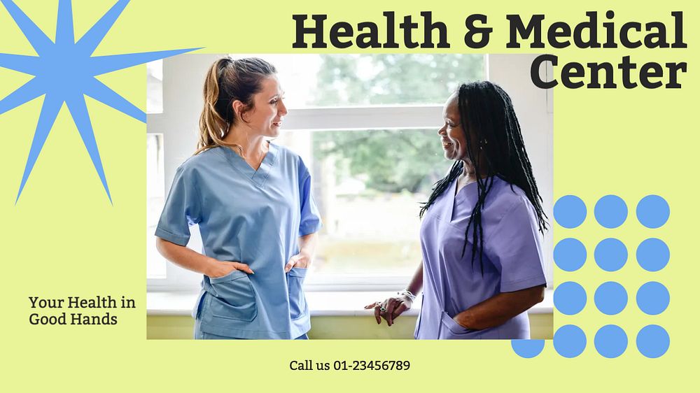 Health & medical center blog banner template, editable design