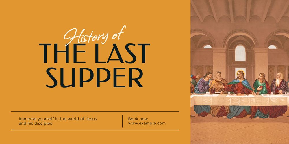 Last supper history Twitter ad template, editable text & design