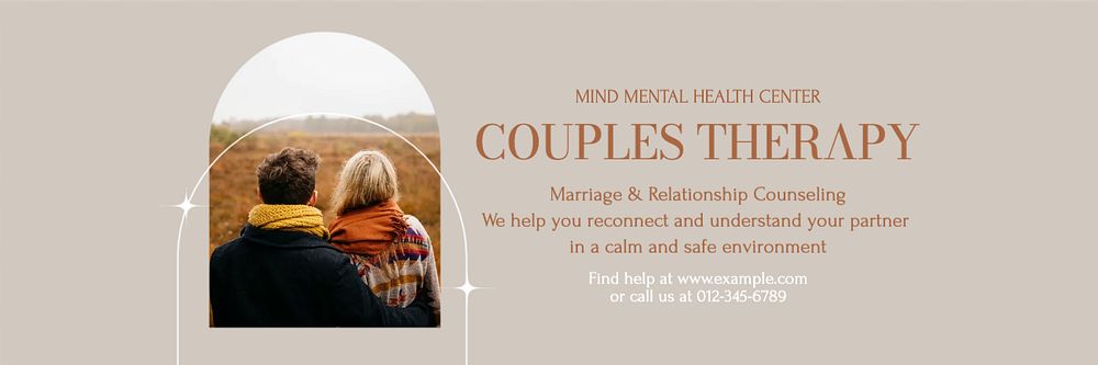 Couples therapy email header template, editable design