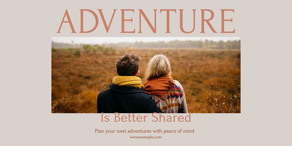 Adventure together Twitter ad template, editable text & design