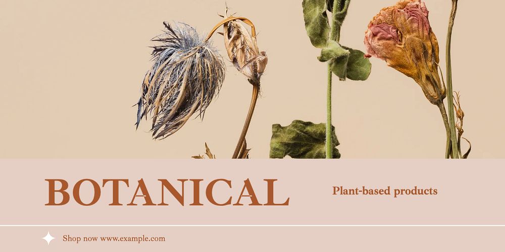 Botanical products Twitter ad template, editable text & design