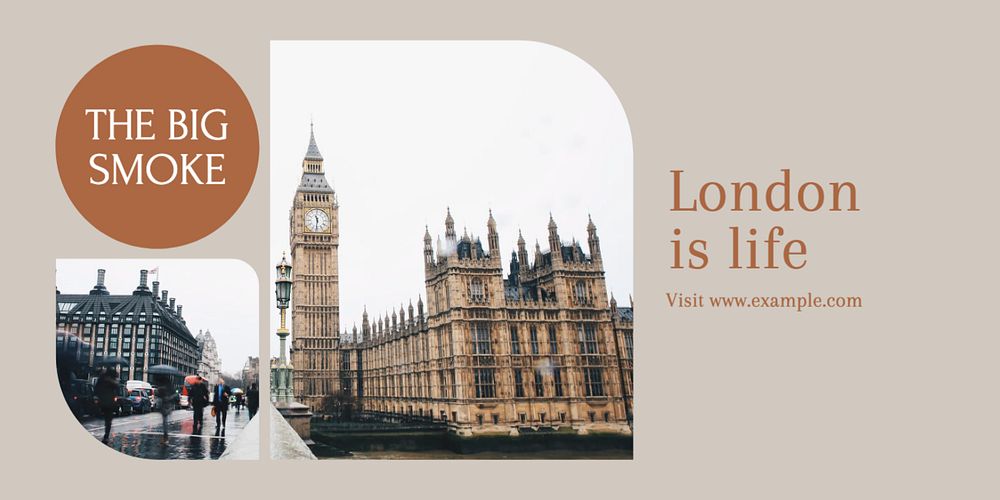 London Twitter ad template, editable text & design