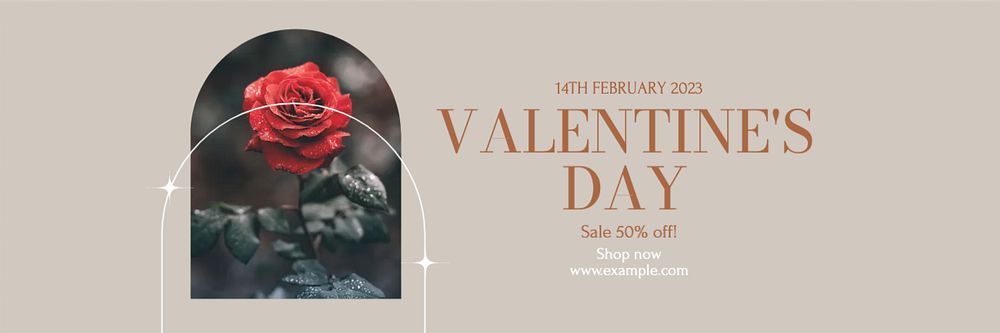 Valentine's day sale email header template, editable design