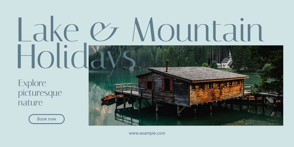 Nature holiday Twitter ad template, editable text & design