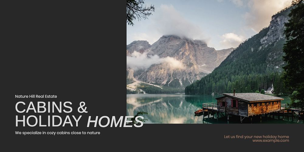 Holiday homes Twitter ad template, editable text & design