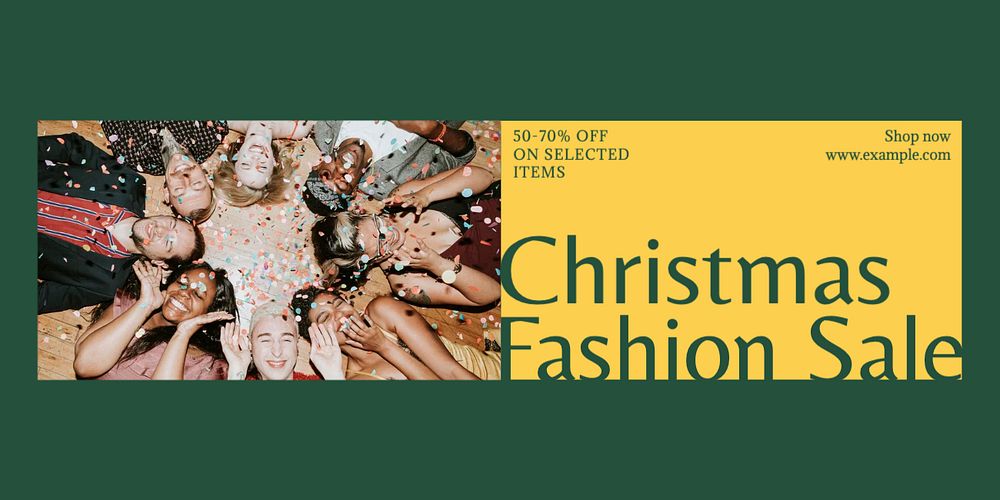 Christmas fashion sale Twitter ad template, editable text & design