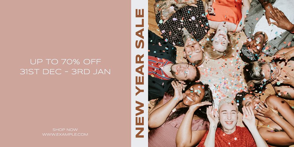 New Year sale Twitter ad template, editable text & design