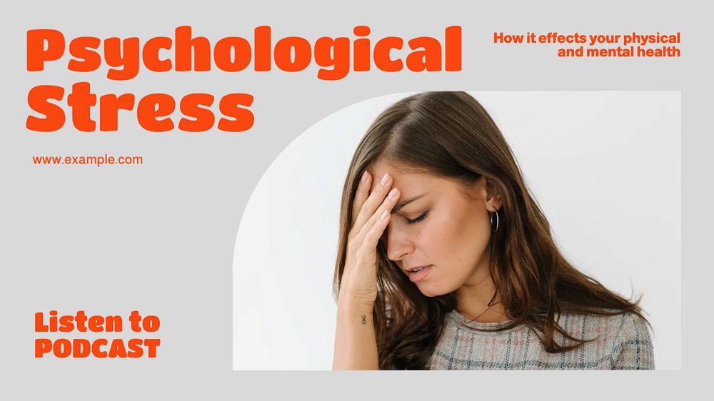 Psychological stress blog banner template, editable design