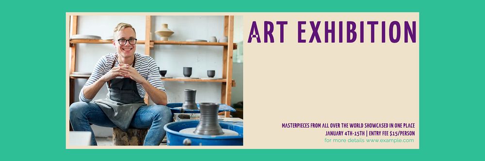 Art exhibition email header template, editable design