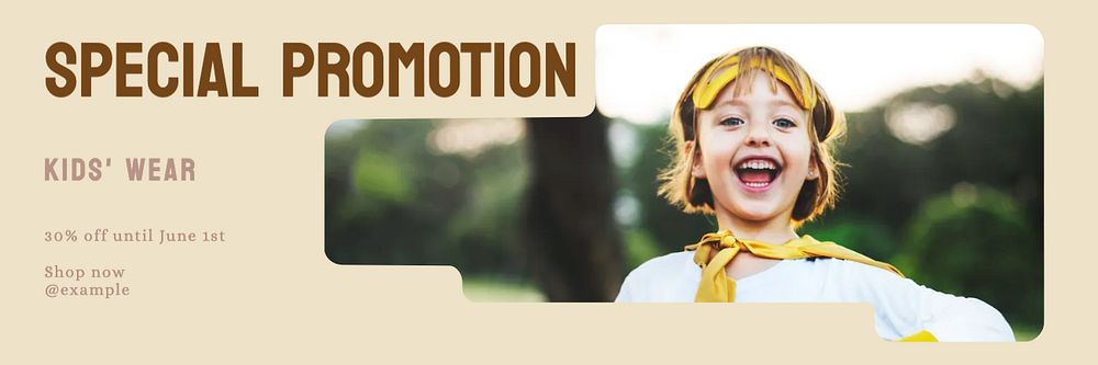 Kids' wear promotion email header template, editable design