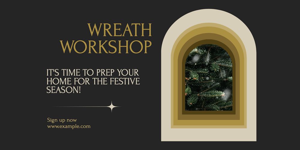 Wreath workshop Twitter ad template, editable text & design