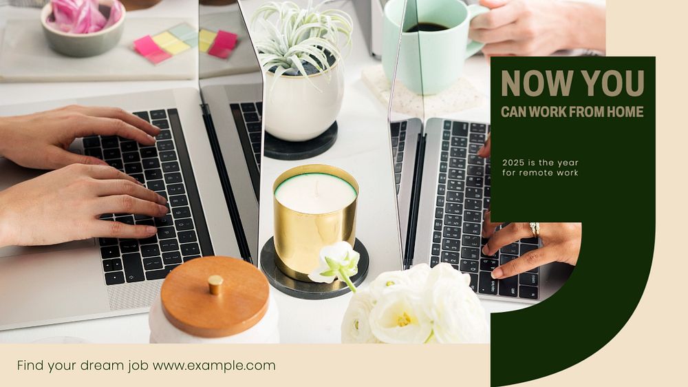 Work from home blog banner template, editable design