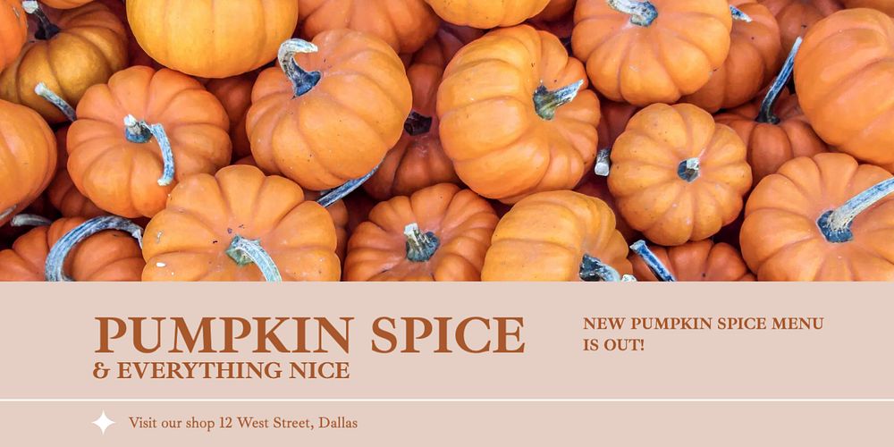 Pumpkin spice menu Twitter ad template, editable text & design