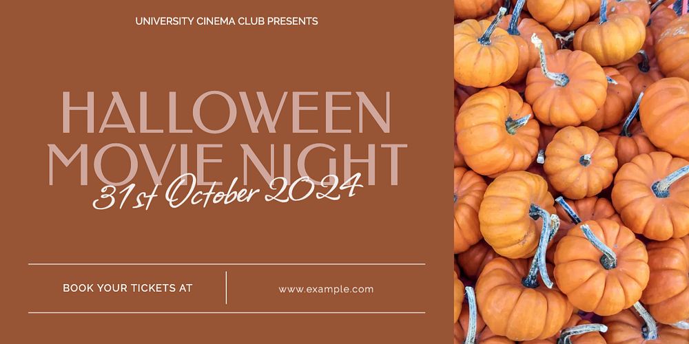 Halloween movie night Twitter ad template, editable text & design