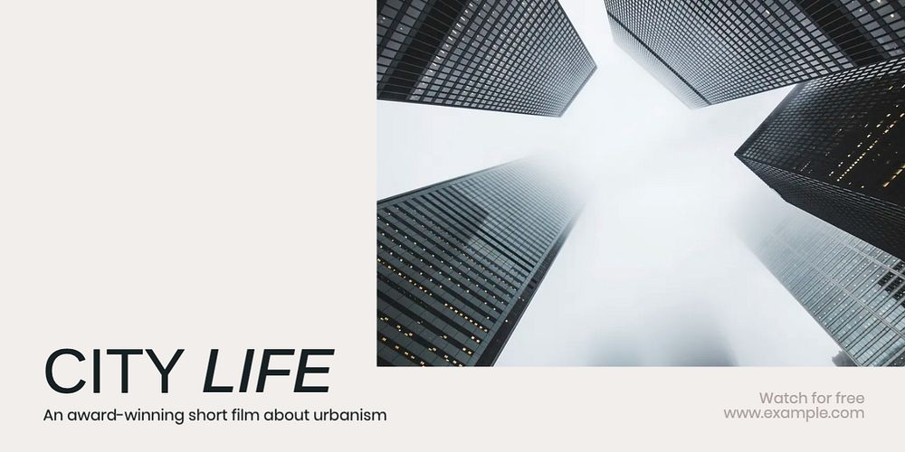 City life film Twitter ad template, editable text & design