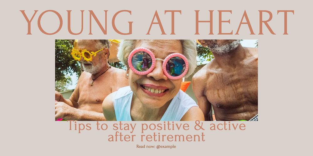 Young at heart Twitter ad template, editable text & design