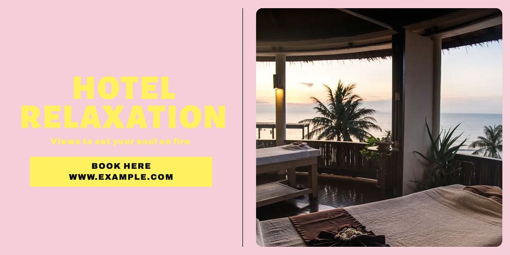 Hotel relaxation Twitter post template, editable text