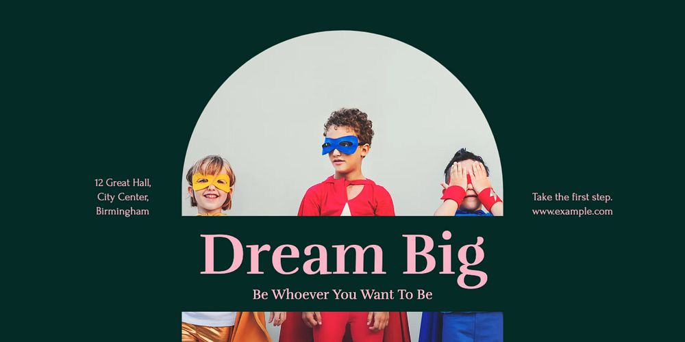 Dream big Twitter ad template, editable text & design