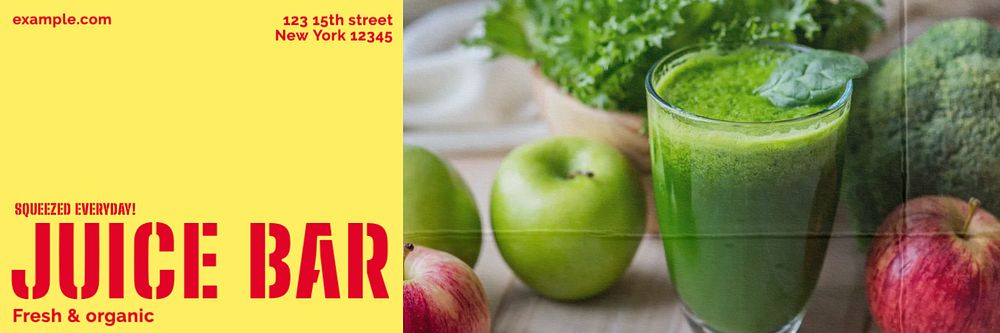 Juice bar email header template, editable design