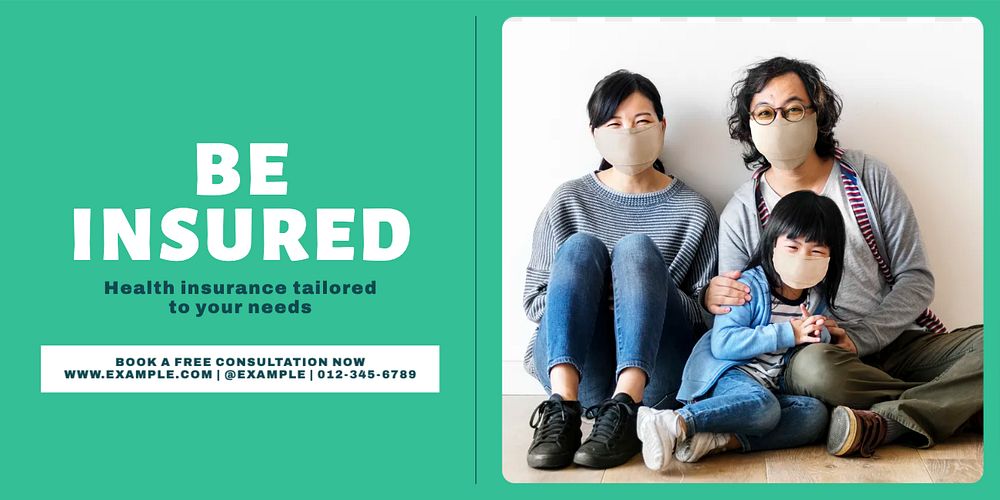 Health insurance Twitter post template, editable text